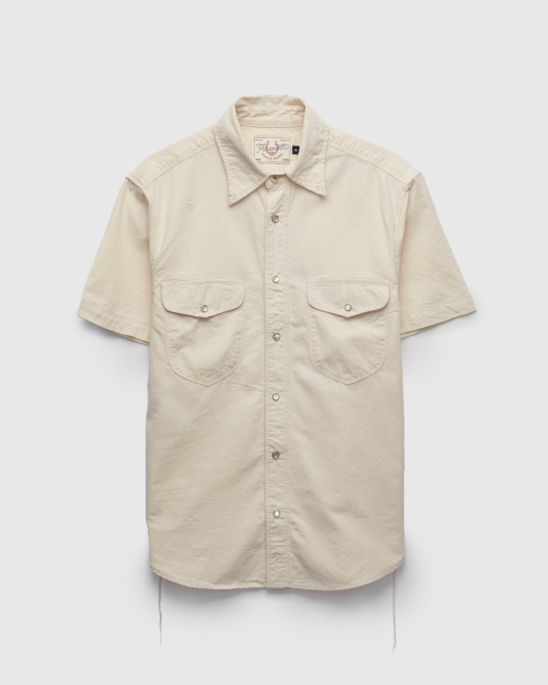 Bode SS Shirt in Natural Herringbone