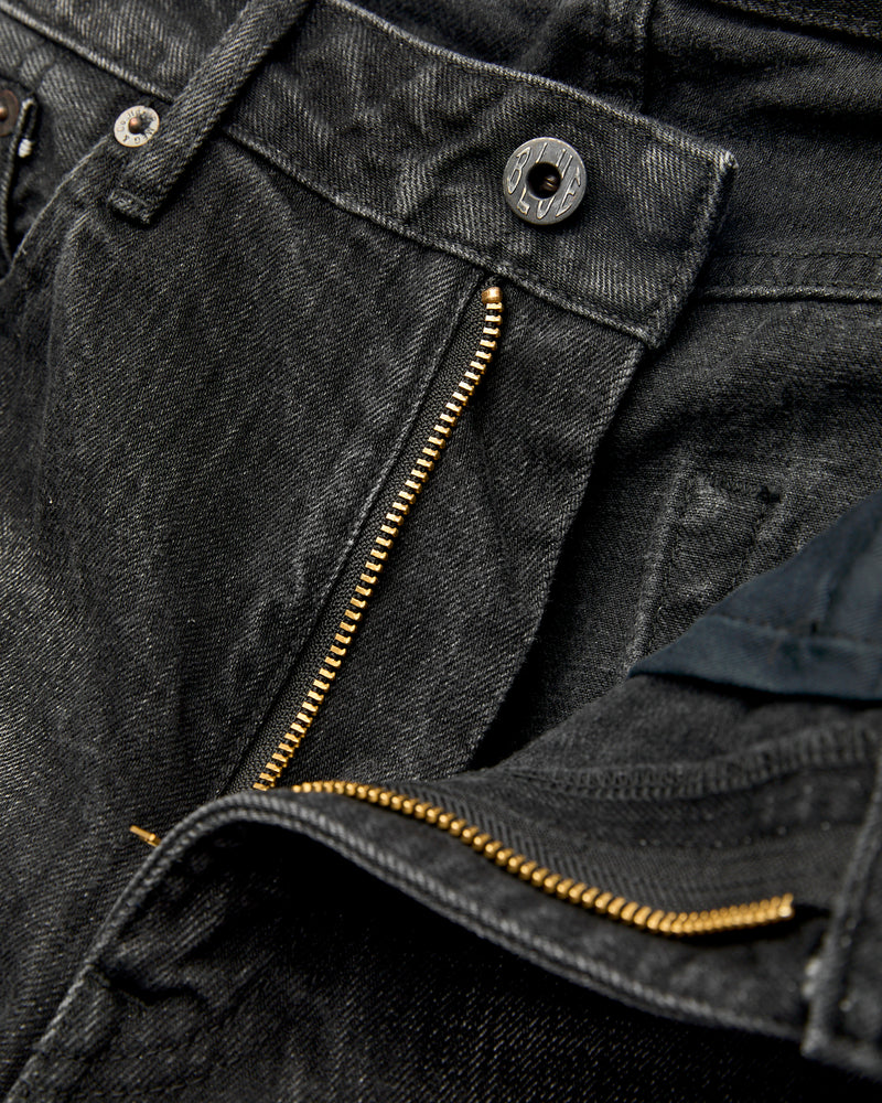 J414 "Aged Wash" 14oz Black Washed Selvedge Denim - Classic Straight Fit