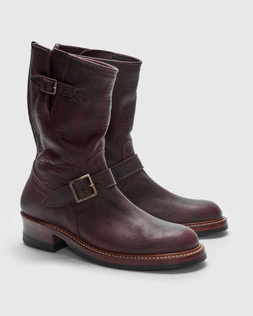 Wabash Engineer Boot in Burnt Burgundy Deerskin