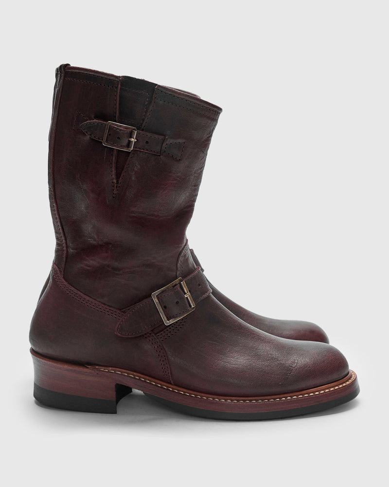 Wabash Engineer Boot in Burnt Burgundy Deerskin
