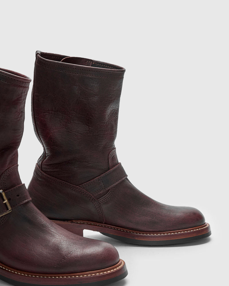 Wabash Engineer Boot in Burnt Burgundy Deerskin