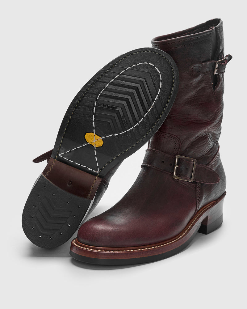 Wabash Engineer Boot in Burnt Burgundy Deerskin