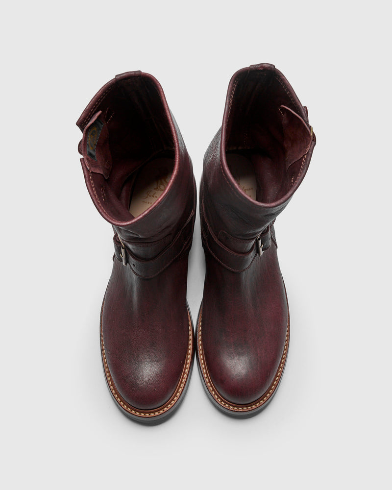 Wabash Engineer Boot in Burnt Burgundy Deerskin