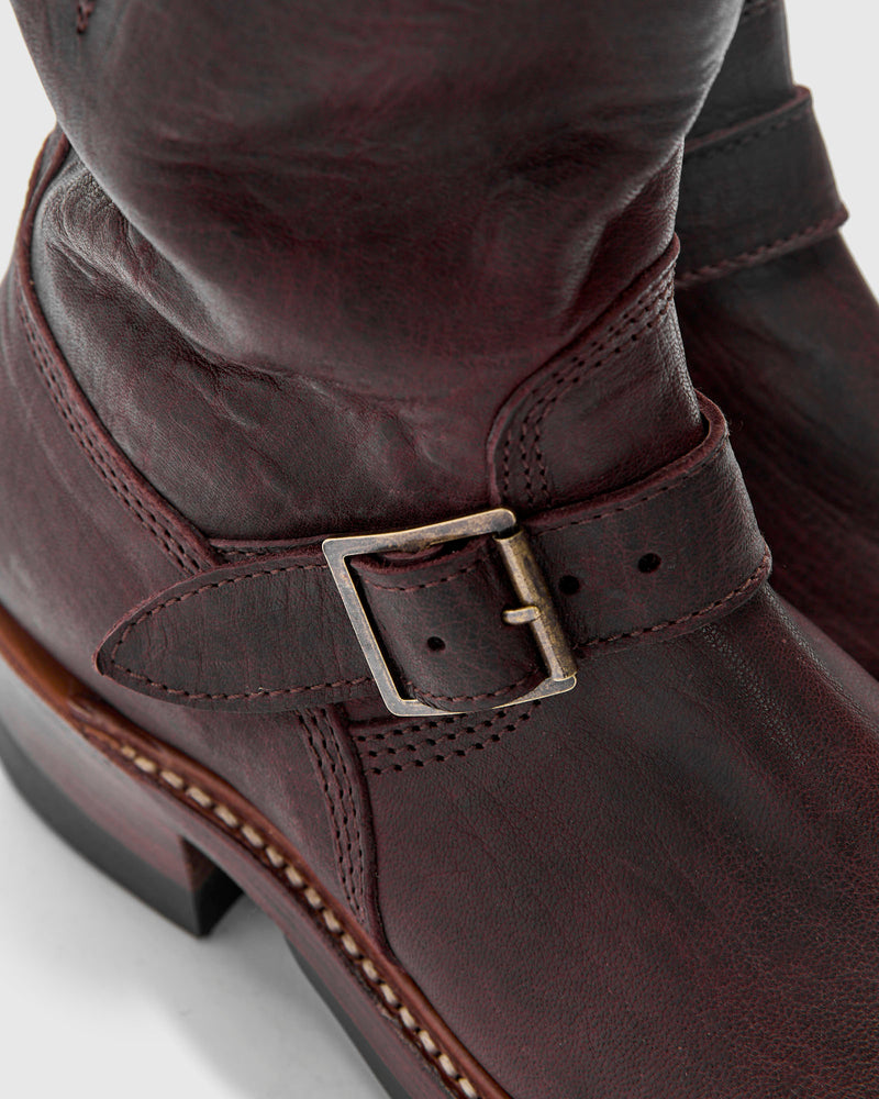 Wabash Engineer Boot in Burnt Burgundy Deerskin