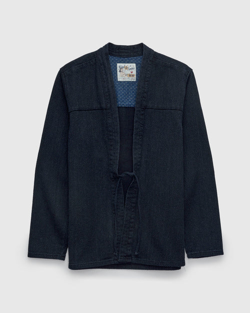 "Sashiko Stitch" Kimono Shirt in Indigo