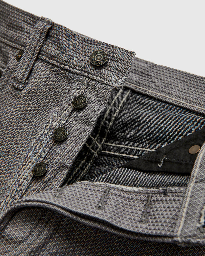 1178-GRY Gray x Black Sashiko Denim - Regular Straight Fit