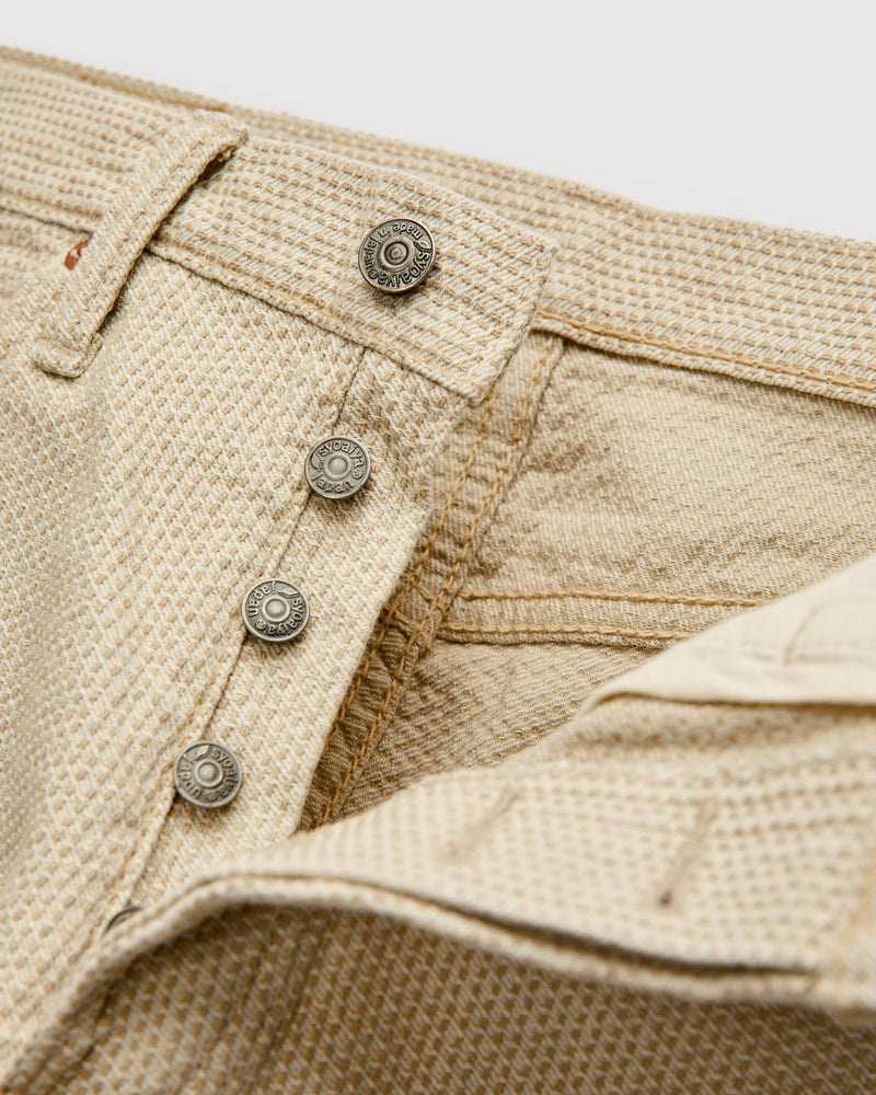 1178-IV Ivory x Beige Sashiko Denim - Regular Straight Fit