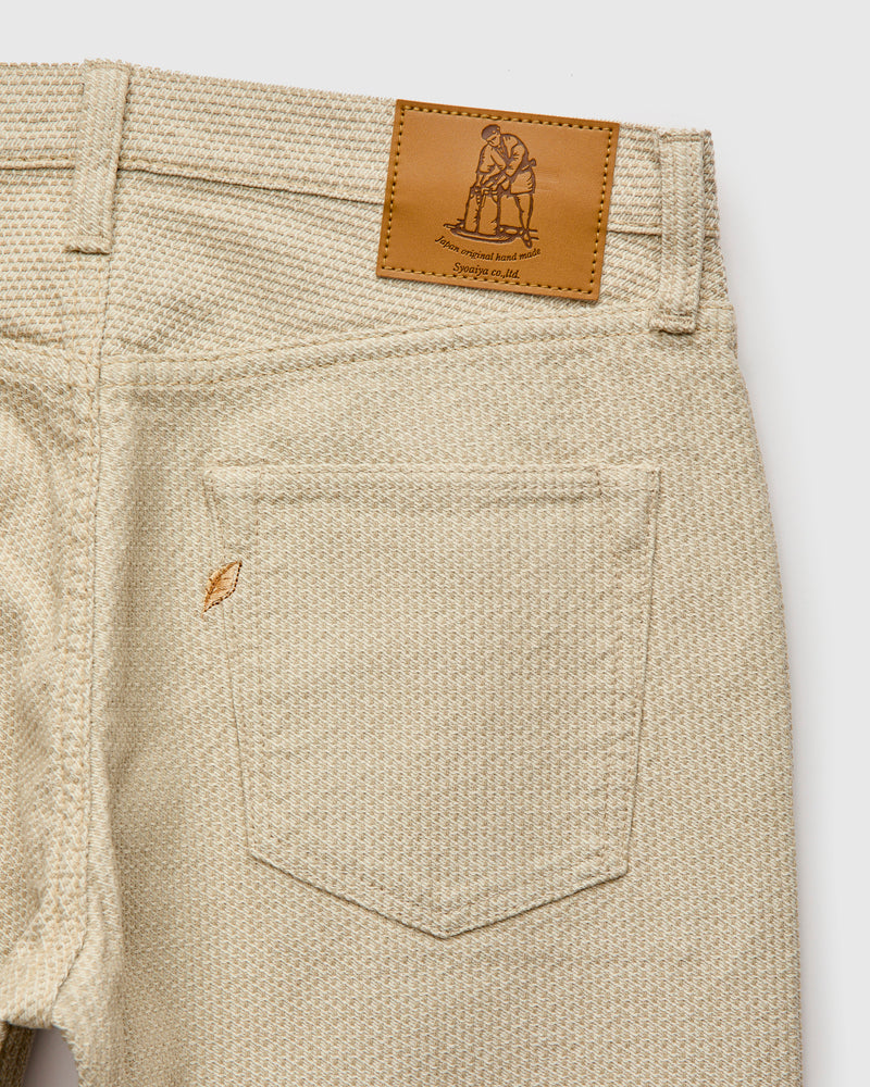 1178-IV Ivory x Beige Sashiko Denim - Regular Straight Fit