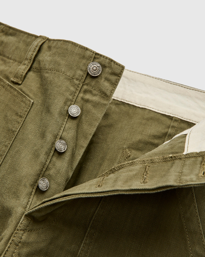 Sulfur Dye Herringbone Work Pants in Olive