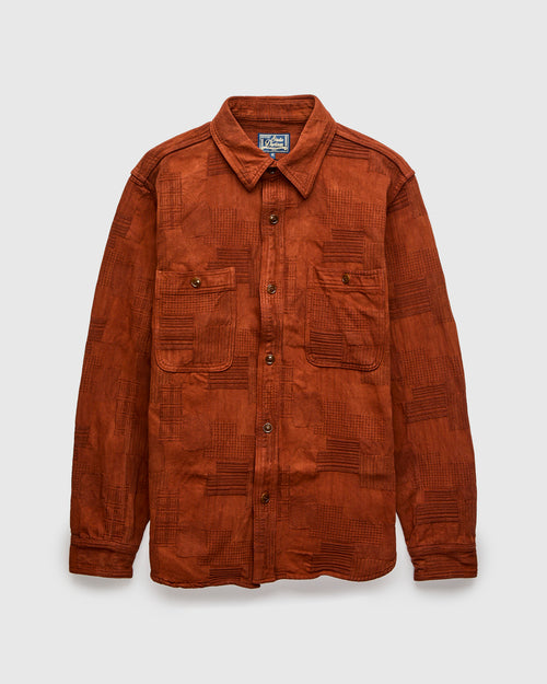 "Amami Dorozome" Boro Workshirt in Amber Brown