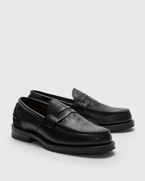 Western Loafer in Black Floral