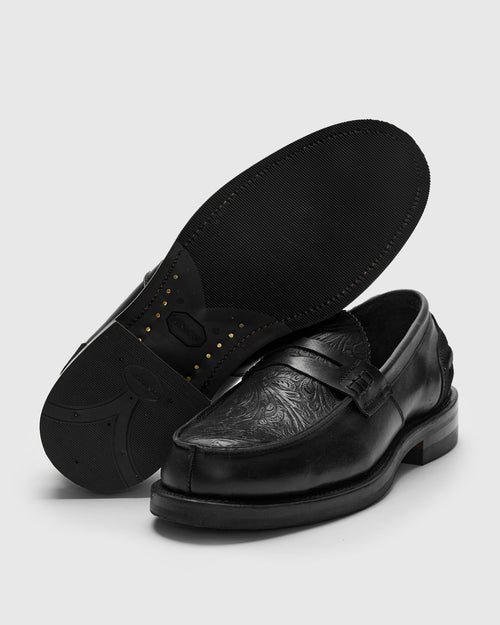 Western Loafer in Black Floral