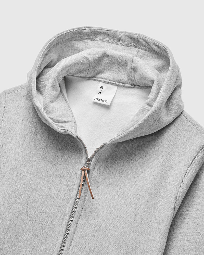 Heavyweight Zip Hoodie in Heather Grey