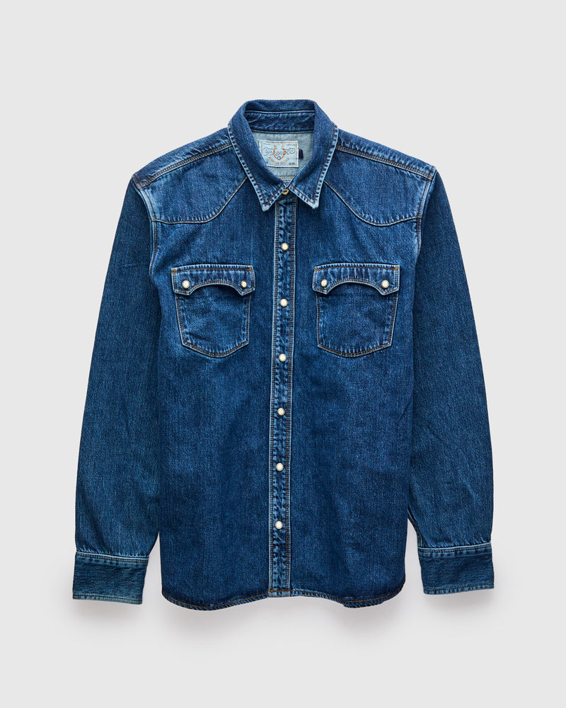 11oz Modern Western Shirt in Stonewash Indigo
