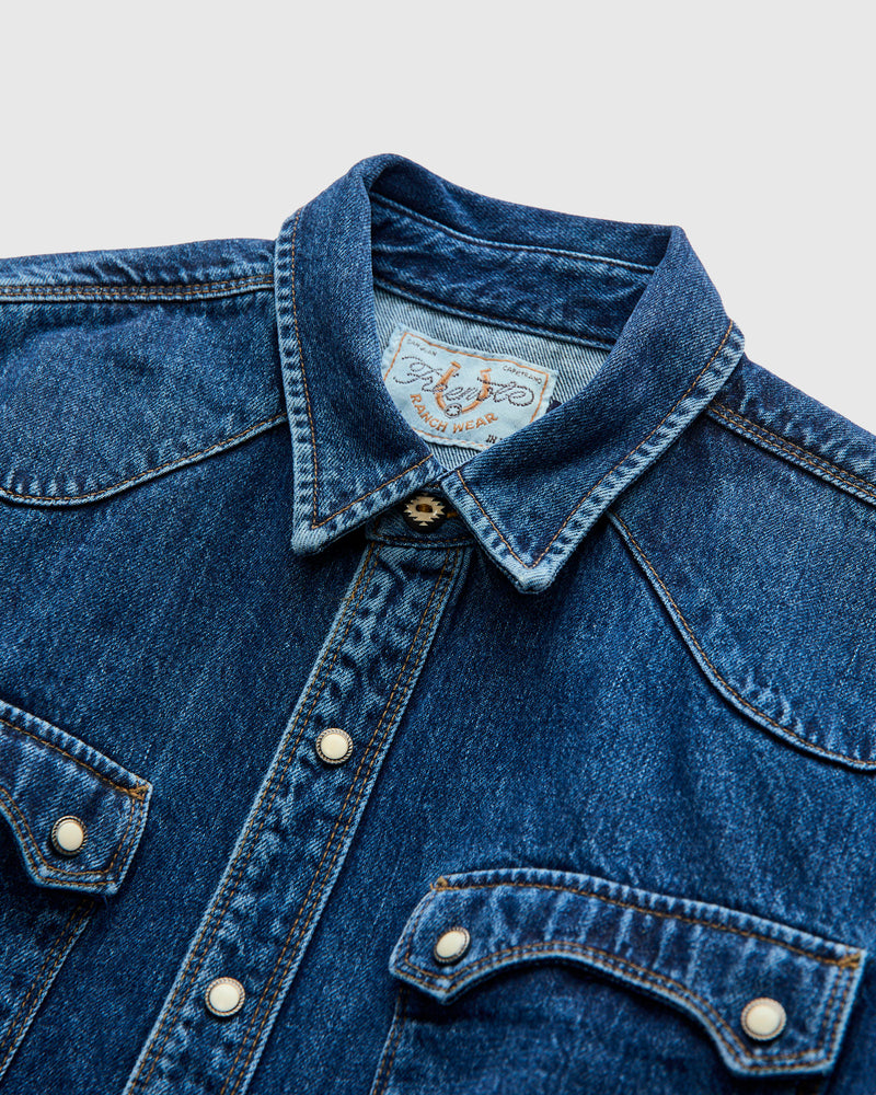 11oz Modern Western Shirt in Stonewash Indigo