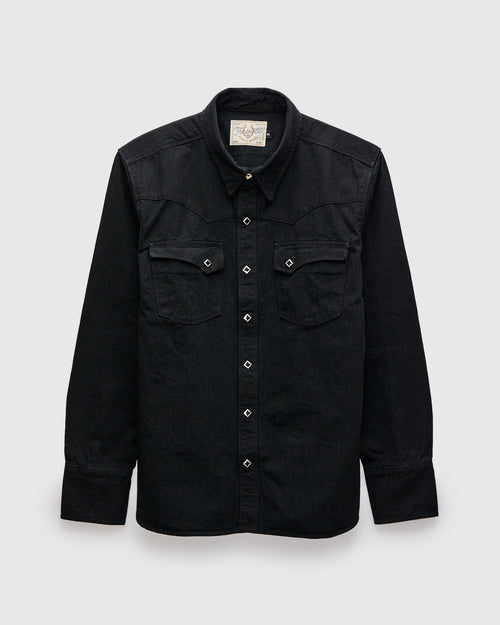 Calico Western Shirt in Black Denim