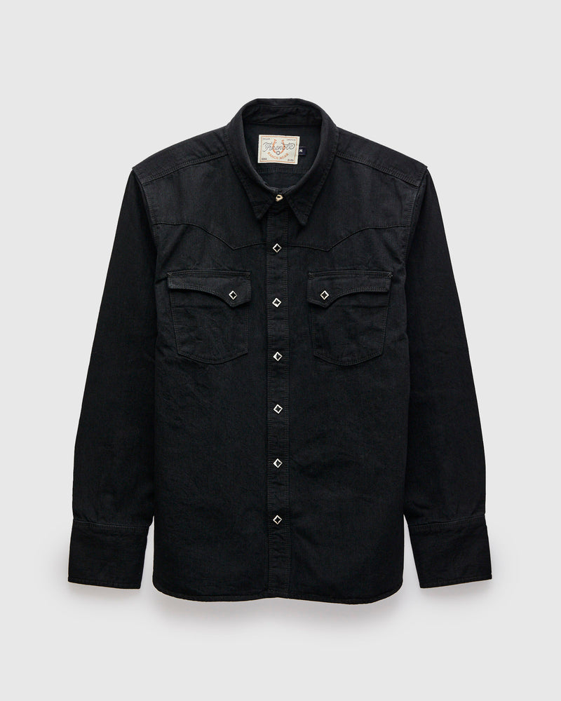 Calico Western Shirt in Black Denim