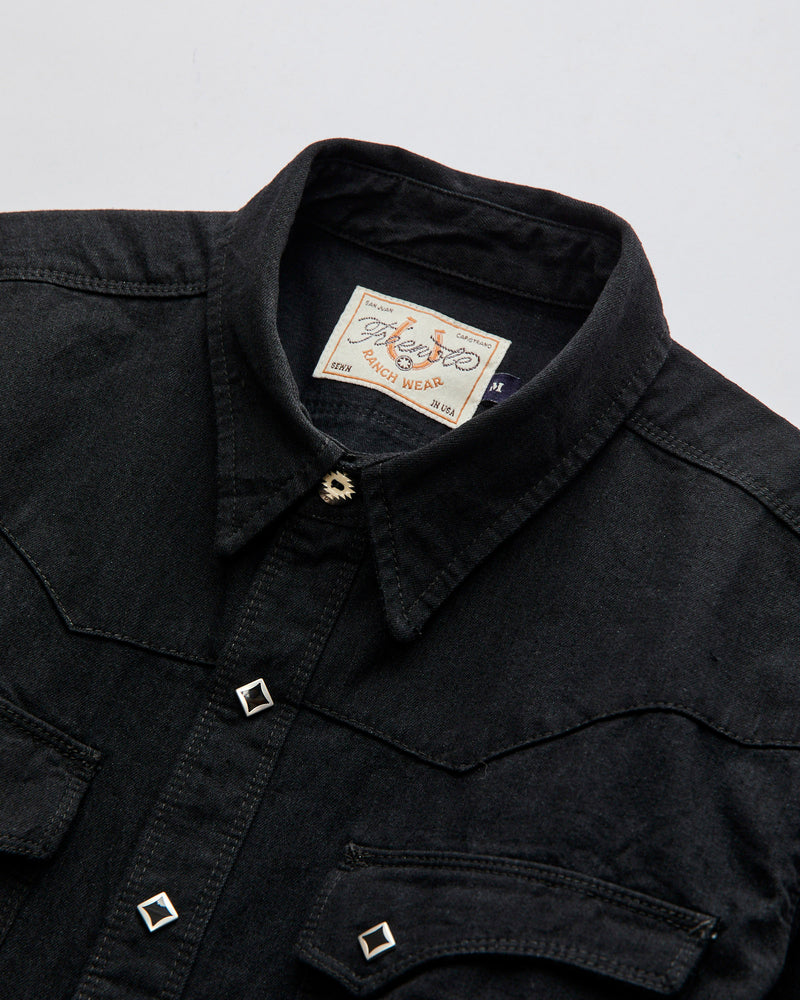 Calico Western Shirt in Black Denim