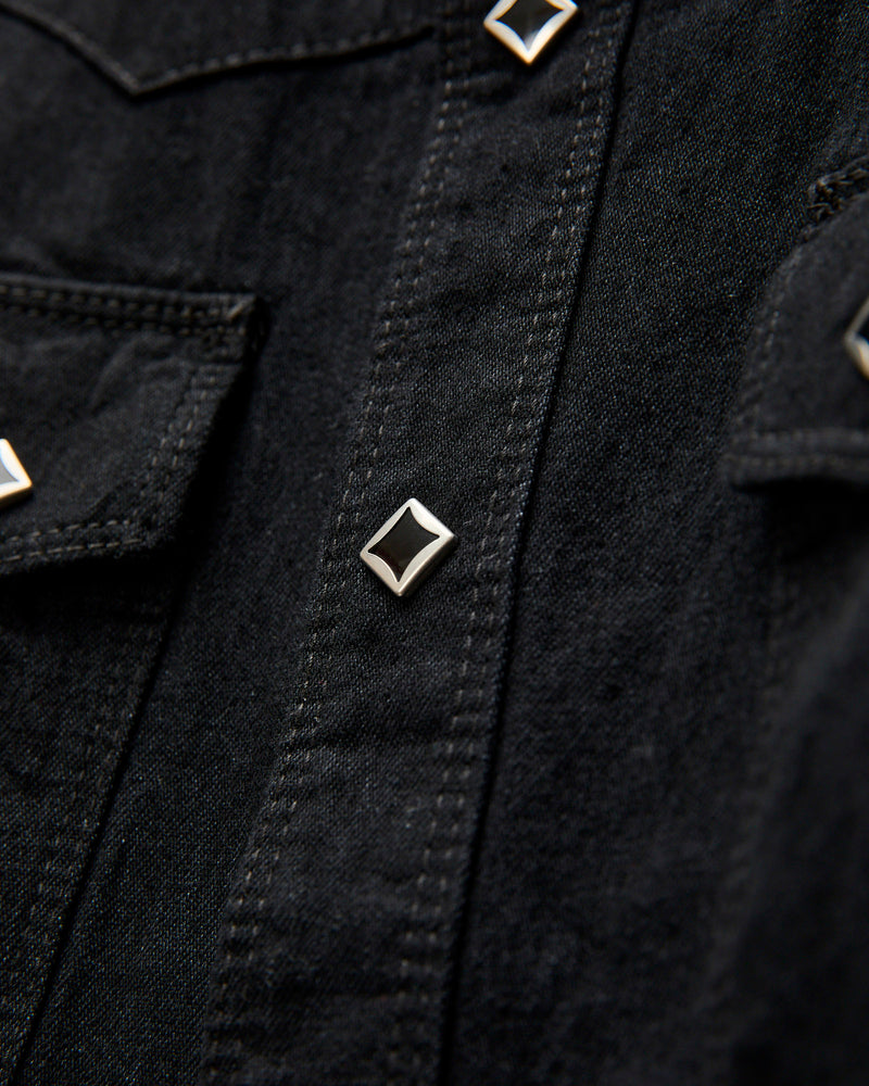Calico Western Shirt in Black Denim