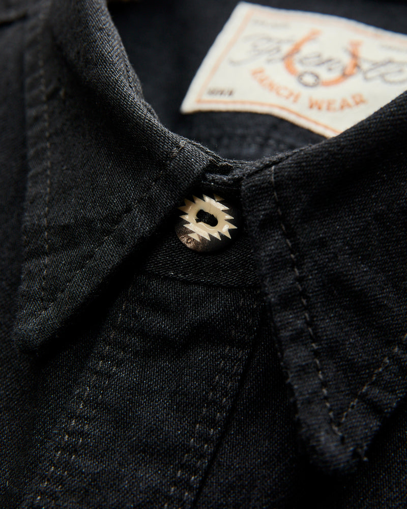 Calico Western Shirt in Black Denim