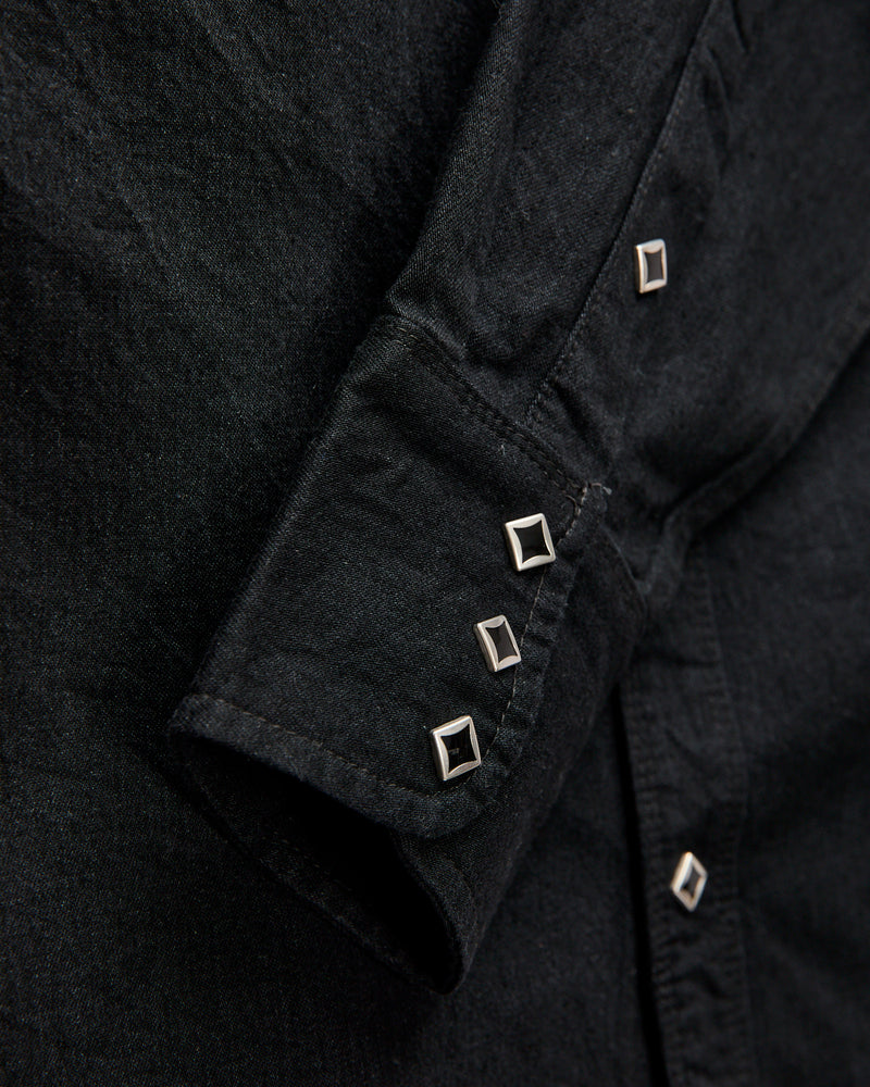 Calico Western Shirt in Black Denim