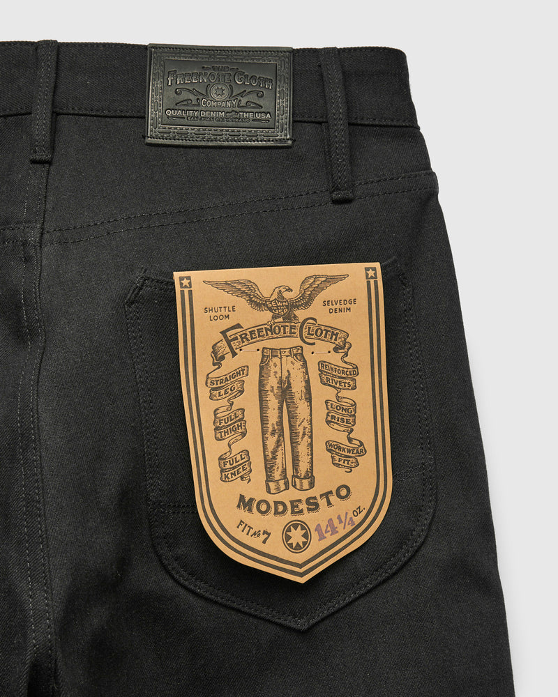 "Modesto" 14.25oz Black Grey Selvedge Denim - Straight Fit