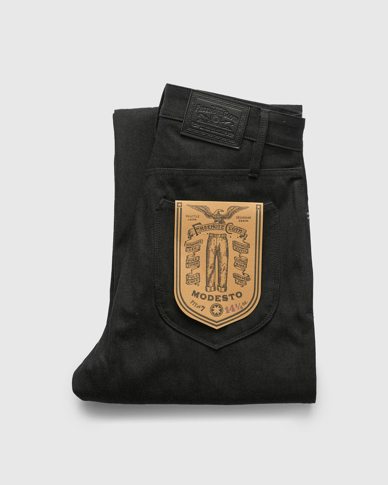 "Modesto" 14.25oz Black Grey Selvedge Denim - Straight Fit