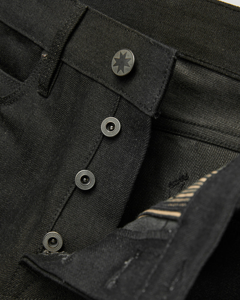 "Modesto" 14.25oz Black Grey Selvedge Denim - Straight Fit