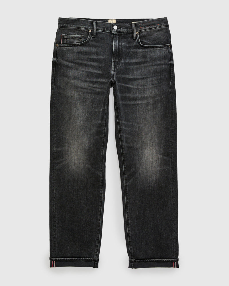 "Rick" 14oz Washed Black Stretch Selvedge Denim - Barrel Wide Straight