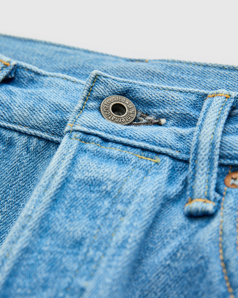 222-Kiraku-BB "Bio Bleach" 12oz Washed Selvedge Denim - Super Wide Straight Fit