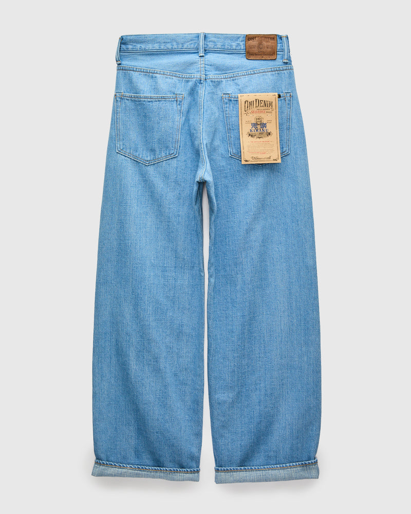 222-Kiraku-BB "Bio Bleach" 12oz Washed Selvedge Denim - Super Wide Straight Fit