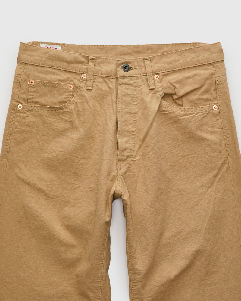 200-8BE "Beige Betacham" 8oz Selvedge Chambray Pants - Wide Straight Fit