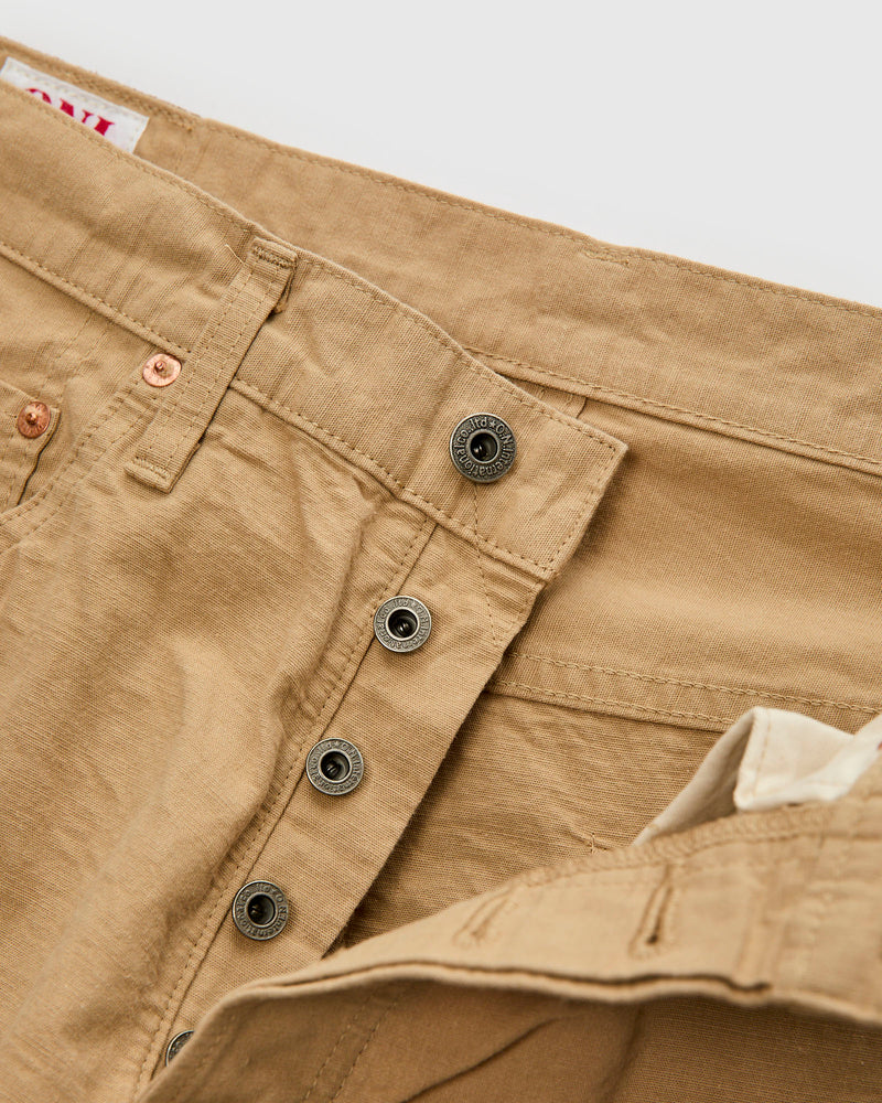 200-8BE "Beige Betacham" 8oz Selvedge Chambray Pants - Wide Straight Fit