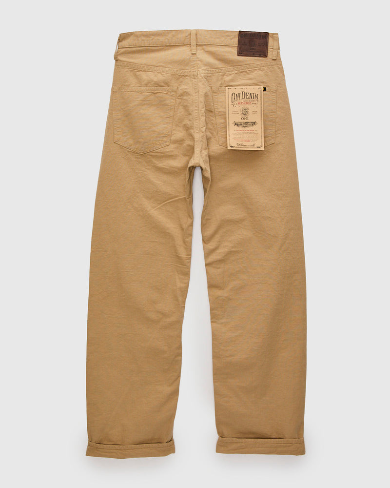 200-8BE "Beige Betacham" 8oz Selvedge Chambray Pants - Wide Straight Fit