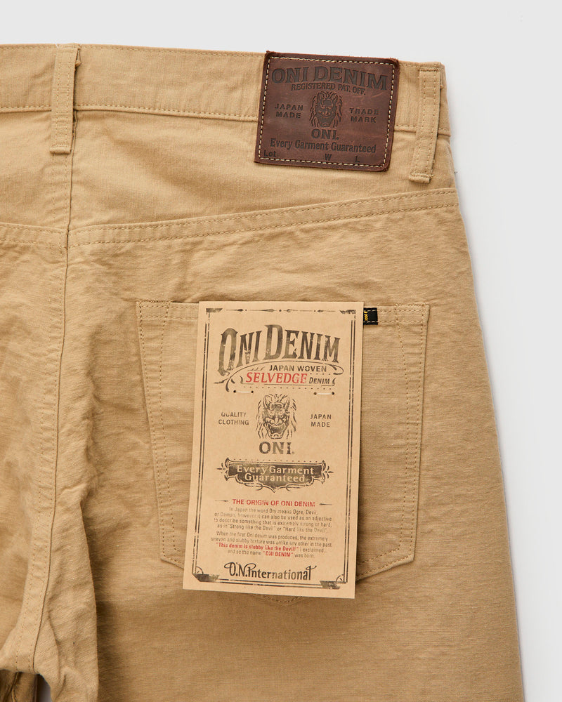 200-8BE "Beige Betacham" 8oz Selvedge Chambray Pants - Wide Straight Fit
