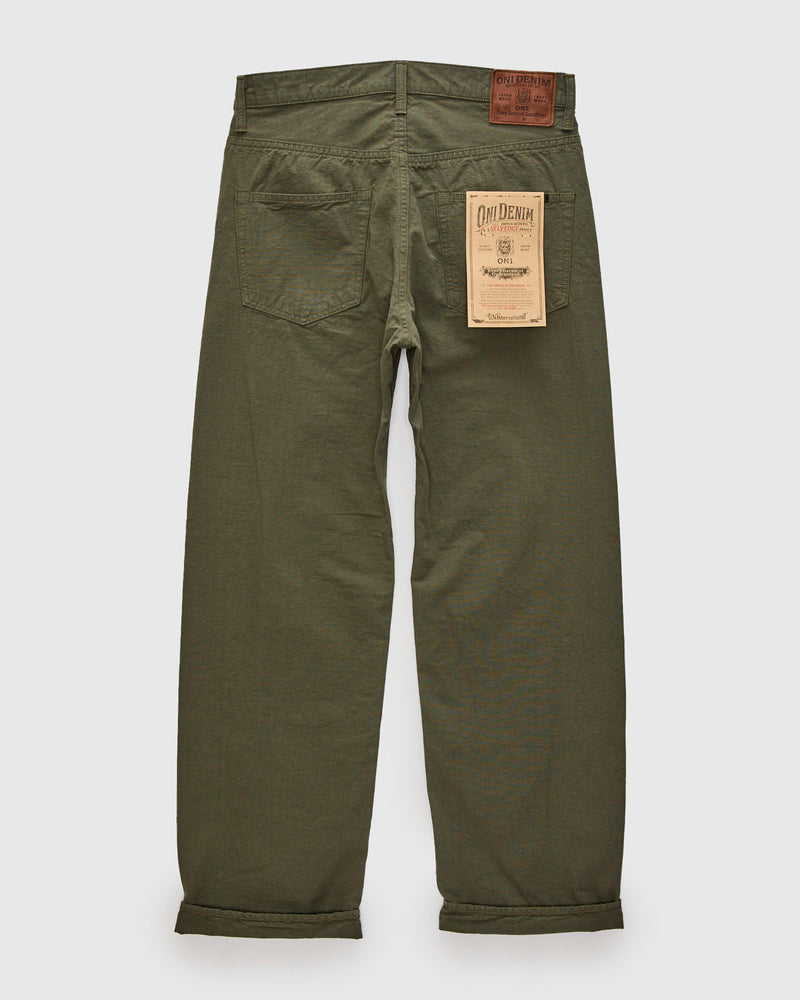 200-8GG "Green Betacham" 8oz Selvedge Chambray Pants - Wide Straight Fit