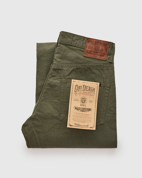 200-8GG "Green Betacham" 8oz Selvedge Chambray Pants - Wide Straight Fit