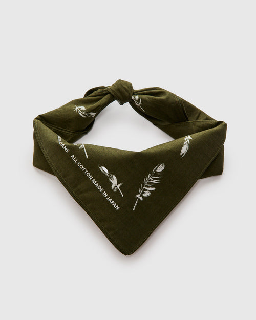 "Yatagarasu" Selvedge Bandana in Olive