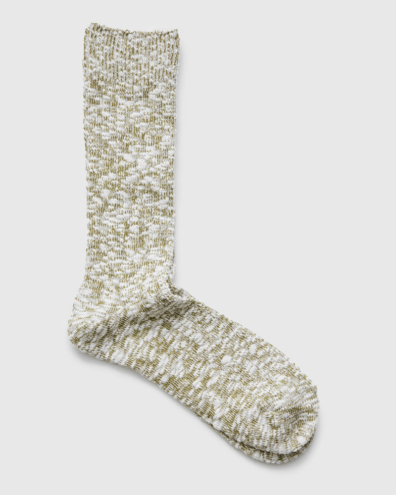 Light Slub Crew Sock in Khaki