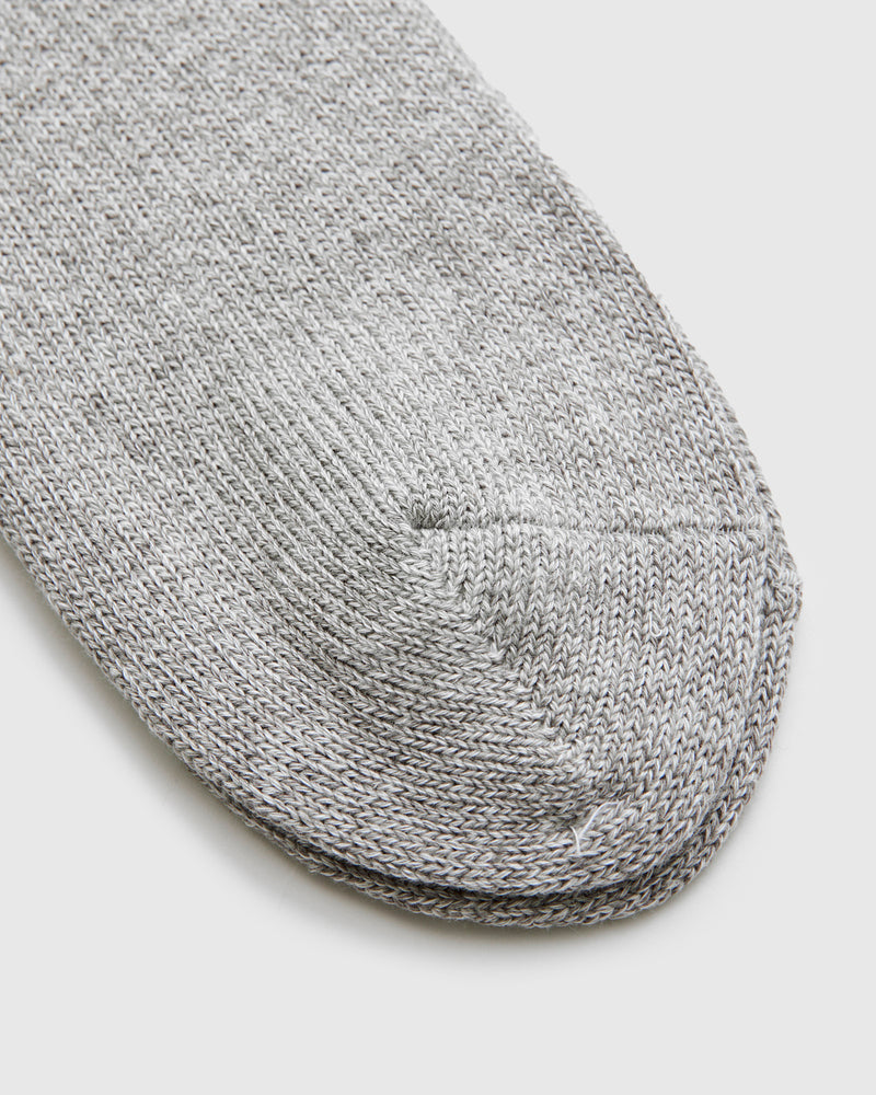 Cabin Stripe Crew Sock in Light Grey