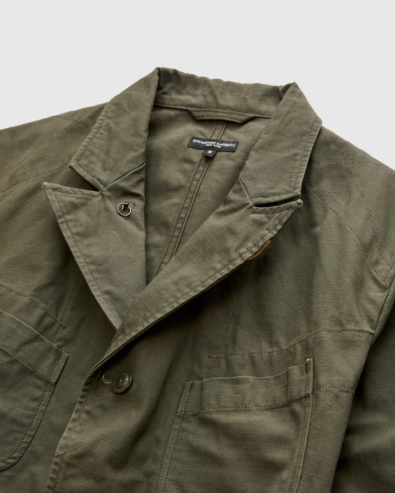 Bedford Jacket in Olive Heavyweight Cotton Ripstop