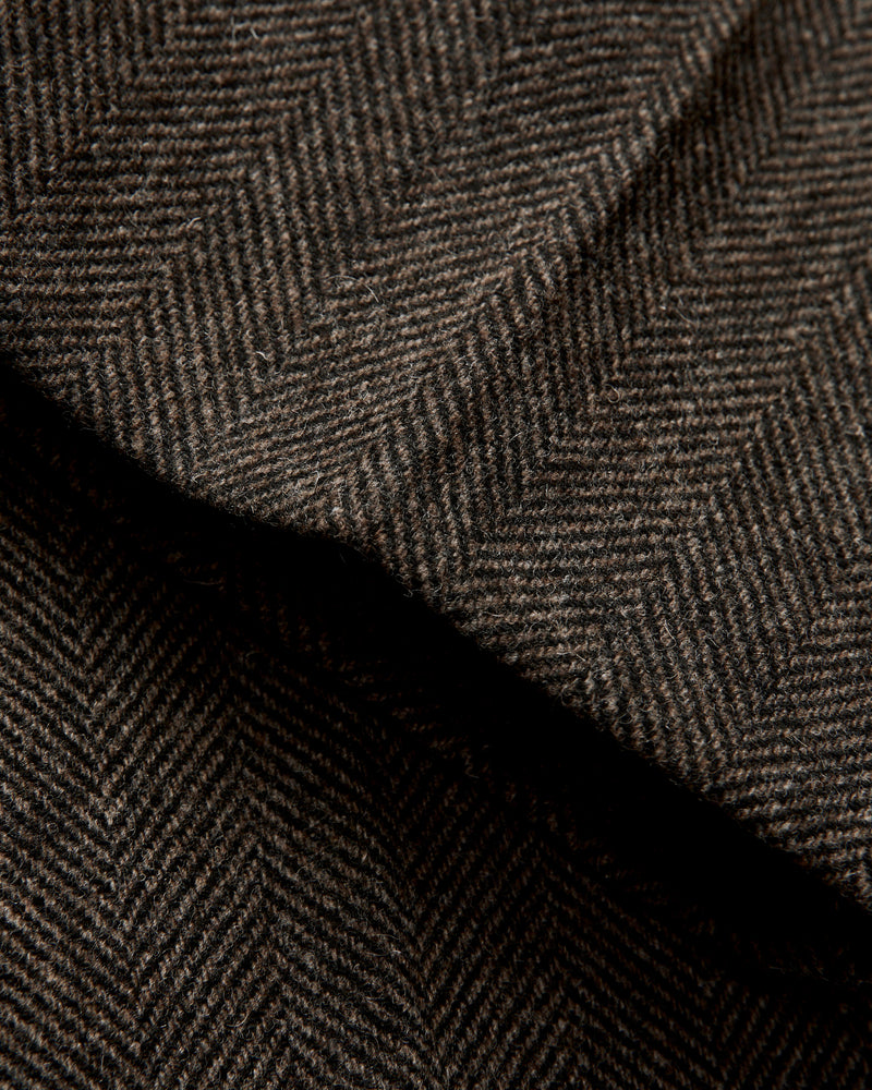 Herringbone Single Pleat Trousers in Brown
