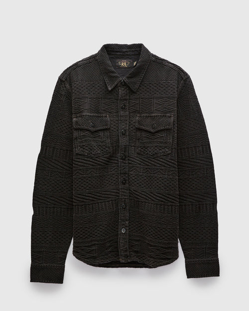 Julius Jacquard Workshirt in Black Indigo
