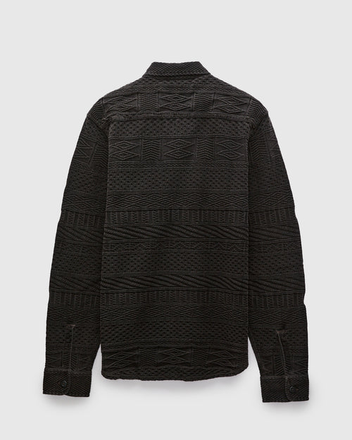 Julius Jacquard Workshirt in Black Indigo