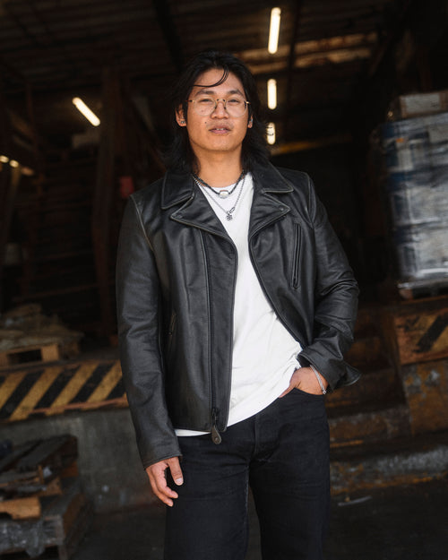 533 Pullup Cowhide Perfecto Jacket in Matte Black