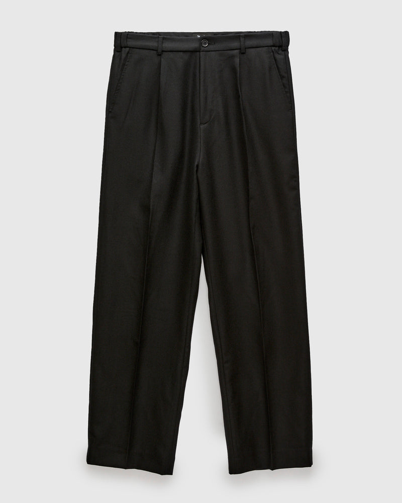 Pleated Trouser in Black Wool