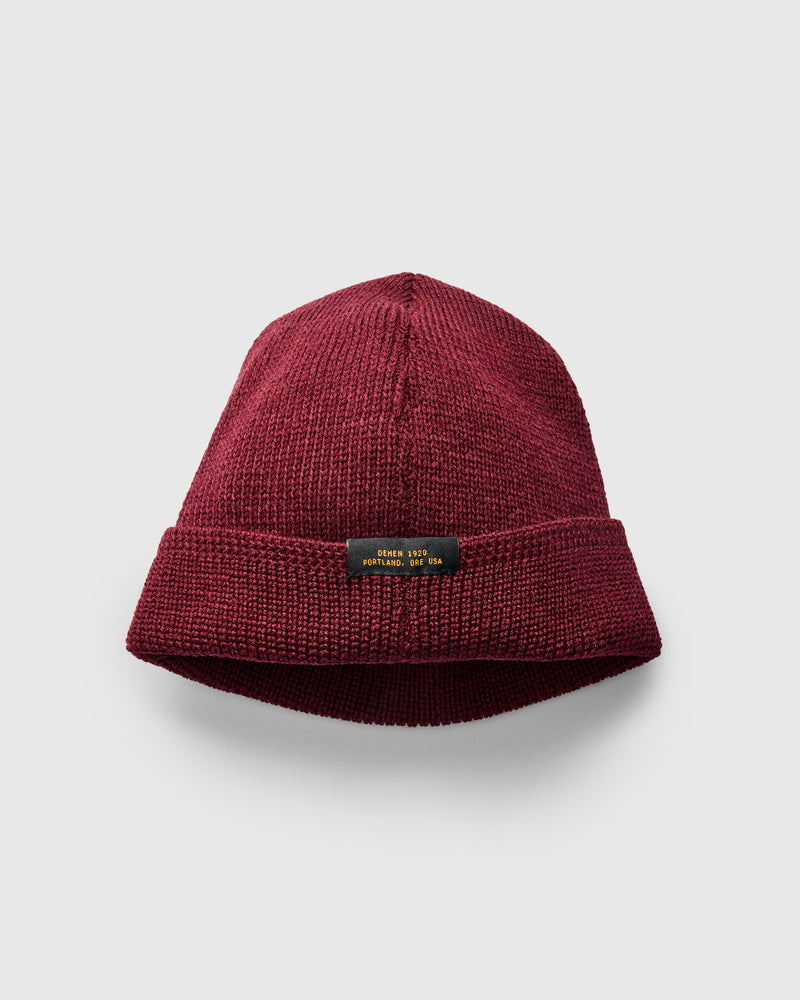 Wool Knit Watch Cap in Burgundy
