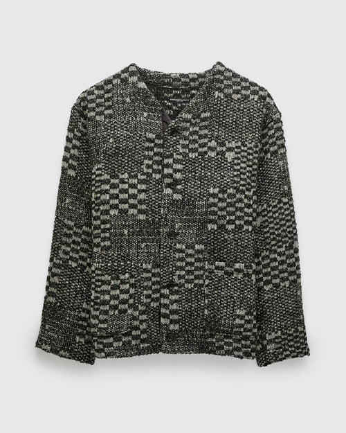 Block Pattern Knit Cardigan Sweater in Black White