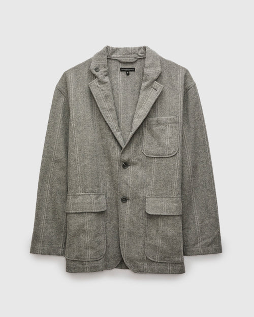 Loiter Jacket in Light Grey Wool Striped HB
