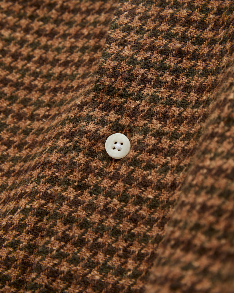 Houndstooth Check Camp Shirt in Brown